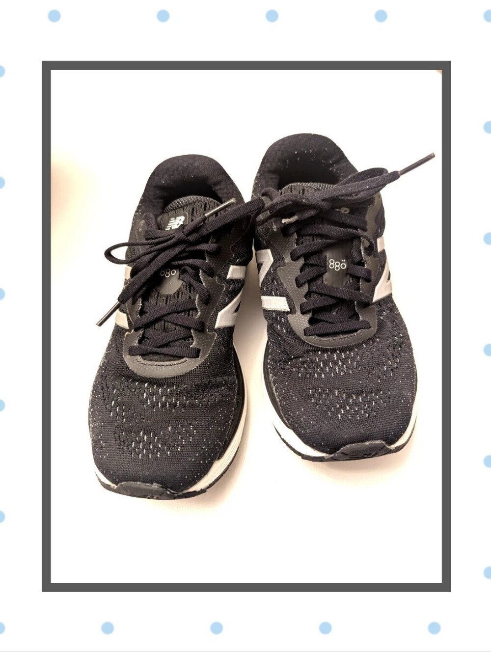 New Balance Black, Blue And Silver Knit Lace-Up Sneakers, Women's 9.5 WIDE